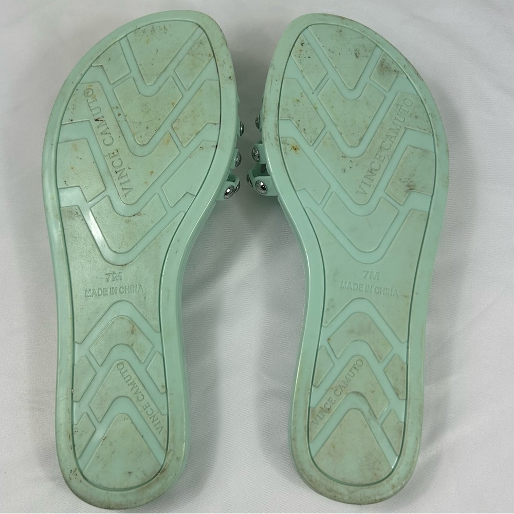Vince Camuto Turquoise Edolyn Studded Toe Loop‎ Slide Sandal Women’s Size 7 EUC - Picture 5 of 8